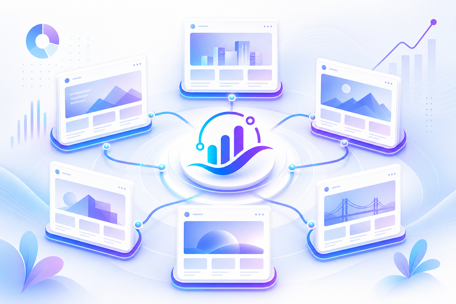 Kurumsal web sitesi portföy yönetimini temsil eden Vexflow illüstrasyonu