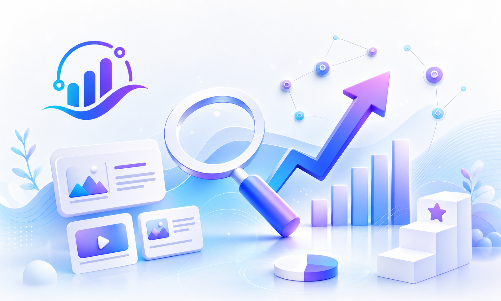 SEO ve içerik performansı artışını temsil eden Vexflow illüstrasyonu